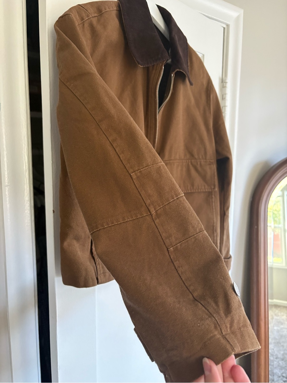 NWT House of Harlow Brown Workwear Zip Jacket with Corduroy Collar - Picture 5 of 8